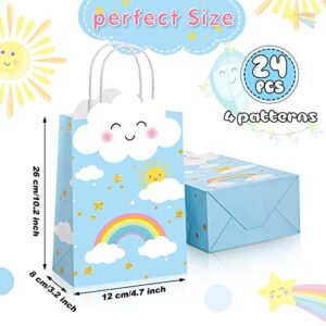 24 Pack Rainbow Present Bags Rainbow Birthday Candy Bags with Handles Goodie Treat Rainbow Gift Bags Colorful Cloud Paper Gift Wrap Bags for Girl Boy Kid Baby Shower Supplies, 8.27 x 5.91 x 3.15 Inch