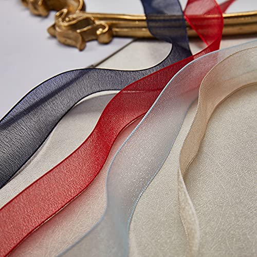 JingleStar Decorative Accessories 1 Inch Sheer Chiffon Ribbon Perfect for Crafts Hair Bows Gift Wrapping Wedding Party Decoration and More (Gold)