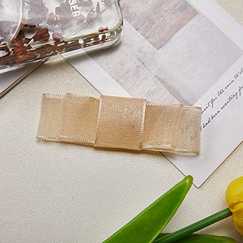 JingleStar Decorative Accessories 1 Inch Sheer Chiffon Ribbon Perfect for Crafts Hair Bows Gift Wrapping Wedding Party Decoration and More (Gold)