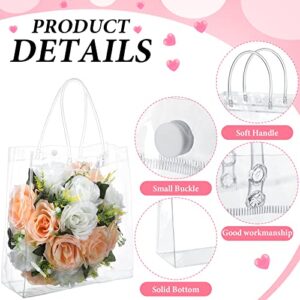 85 Pcs Clear PVC Gift Bags with Handles Transparent Gift Wrap Bags Clear Plastic Gift Tote Bags Reusable Clear PVC Favor Bags for Shopping Wedding Baby Shower Birthday Party, 9.84 x 9.84 x 3.54 Inch