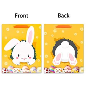 Hohomark Large Easter Gift Bag with Handles 5.8inchx10.5inchx13inch Easter Eggs Bunny Bags For Kids Presents Egg Hunts with Tissue Paper Spring Gift Bags for Easter Party Favor,Multi