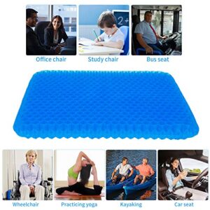 Gel Seat Cushion, Office Chair Seat Cushion with Non-Slip Cover Breathable Honeycomb Pain Relief Sciatica Egg Crate Cushion for Office Chair Car Wheelchair