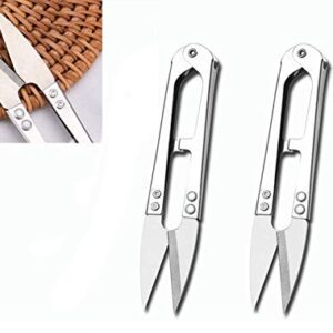 Zittop 2pcs Premium Stainless Steel 4.2in U Sewing Scissors Clippers, Embroidery Yarn Scissors Mini Thread Sewing Cutter, Yarn Fishing Mini Small Snips Trimming Nipper Great for Stitch (Silver)