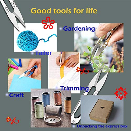 Zittop 2pcs Premium Stainless Steel 4.2in U Sewing Scissors Clippers, Embroidery Yarn Scissors Mini Thread Sewing Cutter, Yarn Fishing Mini Small Snips Trimming Nipper Great for Stitch (Silver)