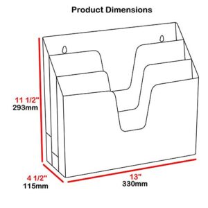 Acrimet Horizontal Triple File Folder Holder Organizer (Solid Pink Color)