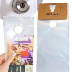 Skywin 1000 Door Hanger Bags 6 x 12 inches - Clear Door Hanger Bags Protects Flyers, Brochures, Notices, Printed Materials - Waterproof and Secure Door Knob Hanger for Outdoor Use (1000)