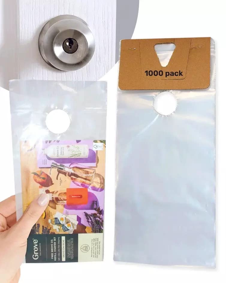 Skywin 1000 Door Hanger Bags 6 x 12 inches - Clear Door Hanger Bags Protects Flyers, Brochures, Notices, Printed Materials - Waterproof and Secure Door Knob Hanger for Outdoor Use (1000)