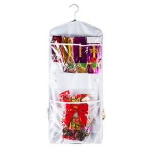 Wrapping Paper Storage Organizer- Dual Sided Hanging Gift Wrap Station- Clear Compartments for 30” Rolls, Ribbon, Bows, Gift Bags & More by Elf Stor