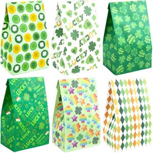 st patrick’s day paper gift bag shamrock treat bags goodie bags for party favors 24 pack