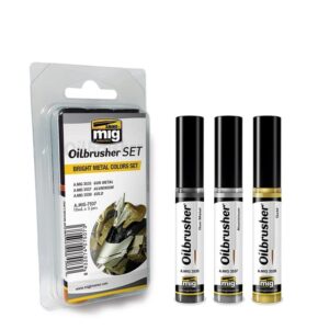 ammo mig oilbrusher bright metal color set – model building paints and tools # amig7507