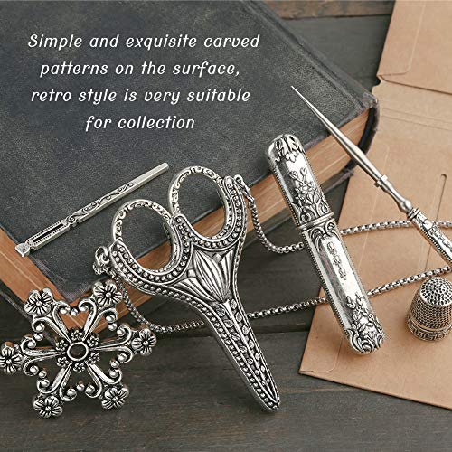 6 Pcs Embroidery Scissors Kit, Golden Exquisite Retro Scissors European Style Stainless Steel Sewing Tools Antique Sewing Scissors for Embroidery, Sewing, Craft, Art Work, and Everyday Use (Silver-1)