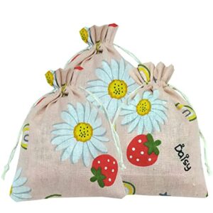 spring strawberry daisy flower party favor bags flower gift treat bags drawstring gift bag summer fruit party favor bag for gilrs strawberry party ,baby shower,birthday party , spring flower party favor bags supplies pink