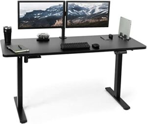 vivo electric height adjustable 60 x 24 inch memory stand up desk, black solid one-piece table top, black frame, standing workstation with preset controller, desk-kit-1b6b