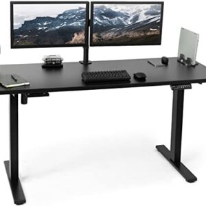 VIVO Electric Height Adjustable 60 x 24 inch Memory Stand Up Desk, Black Solid One-Piece Table Top, Black Frame, Standing Workstation with Preset Controller, DESK-KIT-1B6B