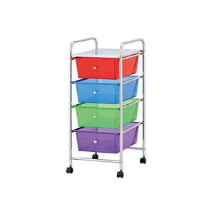 mind reader rolling storage cart and organizer with 4 plastic drawers