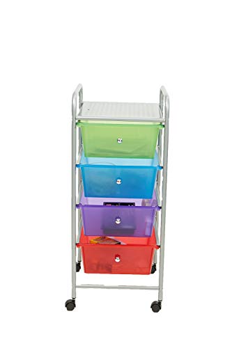 Mind Reader Rolling Storage Cart and Organizer with 4 Plastic Drawers