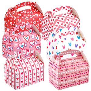 joyin 24 pcs valentine’s day gift treat boxes, 6.3 x 5.7 x 3.3 inch, cookie boxes with colorful heart shaped themed design for kids party favor, classroom exchange prizes, valentines candy boxes