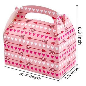 JOYIN 24 Pcs Valentine’s Day Gift Treat Boxes, 6.3 x 5.7 x 3.3 Inch, Cookie Boxes with Colorful Heart shaped Themed Design for Kids Party Favor, Classroom Exchange Prizes, Valentines Candy Boxes