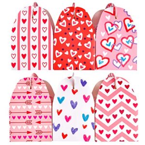 JOYIN 24 Pcs Valentine’s Day Gift Treat Boxes, 6.3 x 5.7 x 3.3 Inch, Cookie Boxes with Colorful Heart shaped Themed Design for Kids Party Favor, Classroom Exchange Prizes, Valentines Candy Boxes