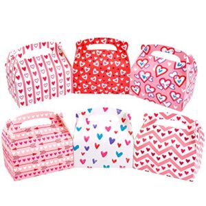 JOYIN 24 Pcs Valentine’s Day Gift Treat Boxes, 6.3 x 5.7 x 3.3 Inch, Cookie Boxes with Colorful Heart shaped Themed Design for Kids Party Favor, Classroom Exchange Prizes, Valentines Candy Boxes