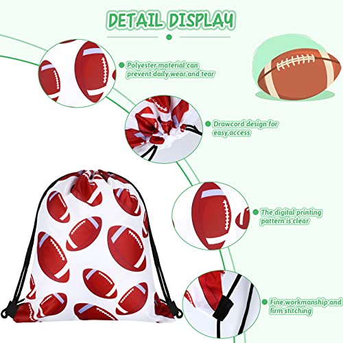 Woanger 16 Pieces Football Party Favors Bags Drawstring Football Gift Bags Fabric Football Print Candy Goodie Snacks Treat Bags for for Sports Football Theme Birthday Party Supplies