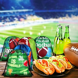 Woanger 16 Pieces Football Party Favors Bags Drawstring Football Gift Bags Fabric Football Print Candy Goodie Snacks Treat Bags for for Sports Football Theme Birthday Party Supplies