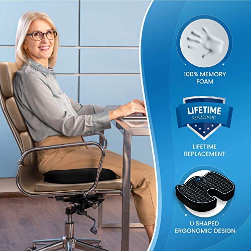 Everlasting Comfort Bundle - Office Chair Seat Cushion, Lumbar Support Pillow and Under Desk Foot Rest Under Desk