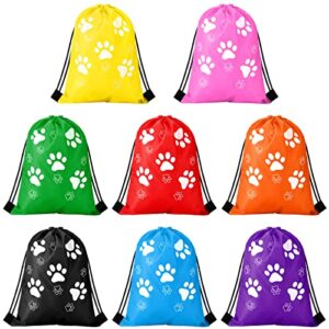 16 pcs paw print drawstring backpack small party reusable paw bags puppy gift bag cute puppy string bags travel drawstring goodies bags christmas gift bags for party travel favors