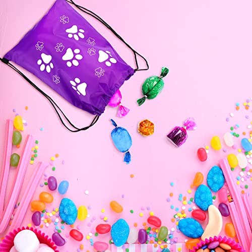 16 Pcs Paw Print Drawstring Backpack Small Party Reusable Paw Bags Puppy Gift Bag Cute Puppy String Bags Travel Drawstring Goodies Bags Christmas Gift Bags for Party Travel Favors
