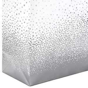 Hallmark Silver Gift Bag Assortment - Diamonds, Stripes, Dots (Pack of 6: 2 Medium 9", 2 Large 11", 2 Extra Large 14") for Christmas, Hanukkah, Graduations, Birthdays, Weddings, Bridal Showers