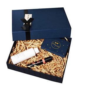 shipkey navy blue 8x6x3 groomsmen proposal box with fill | gift boxes with greeting cards and gift bags