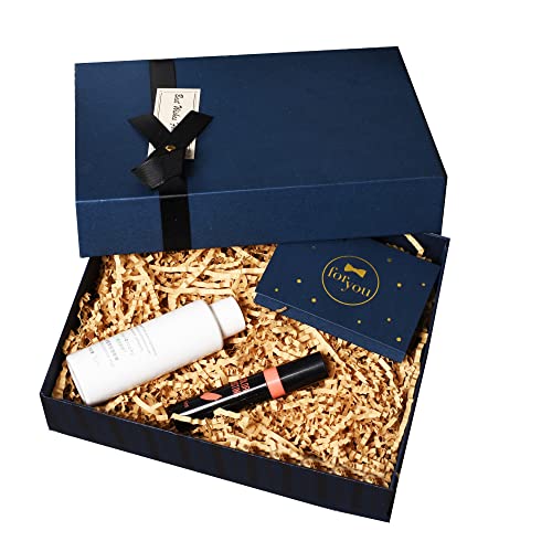 SHIPKEY Navy Blue 8x6x3 Groomsmen Proposal Box with Fill | Gift Boxes with Greeting Cards and Gift Bags