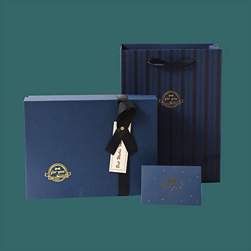 SHIPKEY Navy Blue 8x6x3 Groomsmen Proposal Box with Fill | Gift Boxes with Greeting Cards and Gift Bags