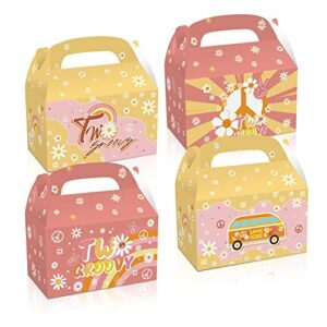 na 12pcs two groovy party boxes retro hippie boho favors boxes goody treat daisy rainbow theme girls birthday decorations party supplies for candy chocolate cookies