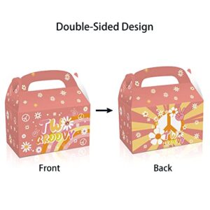 NA 12PCS Two Groovy Party Boxes Retro Hippie Boho Favors Boxes Goody Treat Daisy Rainbow Theme Girls Birthday Decorations Party Supplies for Candy Chocolate Cookies