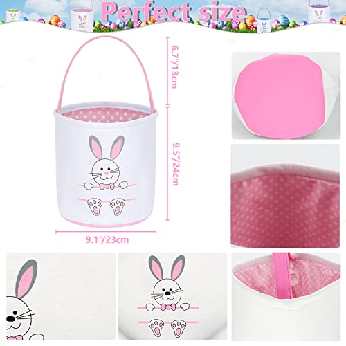 6 Pack Easter Egg Hunt Basket for Kids Bunny Canvas Tote Gifts Bags Eggs Candy & Gifts Carry Bucket Easter Baskets Bunny Bags Canvas Rabbit Fluffy Tail Basket Buckets Easter Egg Hunt Party Decorations