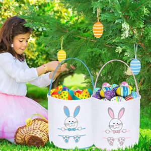 6 Pack Easter Egg Hunt Basket for Kids Bunny Canvas Tote Gifts Bags Eggs Candy & Gifts Carry Bucket Easter Baskets Bunny Bags Canvas Rabbit Fluffy Tail Basket Buckets Easter Egg Hunt Party Decorations