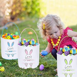 6 Pack Easter Egg Hunt Basket for Kids Bunny Canvas Tote Gifts Bags Eggs Candy & Gifts Carry Bucket Easter Baskets Bunny Bags Canvas Rabbit Fluffy Tail Basket Buckets Easter Egg Hunt Party Decorations