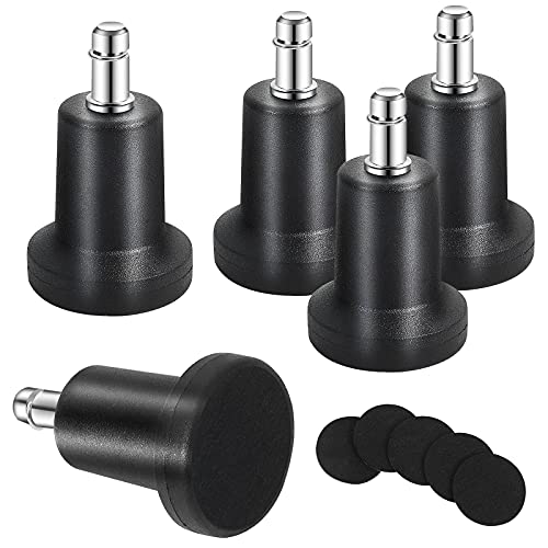 uvce Bell Glides Replacement Office or Chair Stool Swivel Caster Wheels to Fixed Stationary Castors, Short Profile with Separate Self Adhesive Felt Pads Black 5pcs (High Bell Glides A)