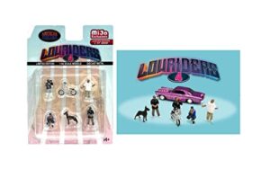 lowriders 4″ – american diorama 1:64 metal figures set ad-76506 (4 figures+1 bike+1 dog)