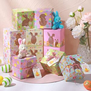 36 pack easter cardboard treat boxes multicoloreds bunny eggs easter basket candy goody cookie box with cute easter tags for party easter supplies