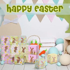 36 Pack Easter Cardboard Treat Boxes Multicoloreds Bunny Eggs Easter Basket Candy Goody Cookie Box with Cute Easter Tags for Party Easter Supplies