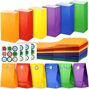 mozrro mix color 36 pack gift bags with thankyou sealing stickers, great for christmas, gifts, lunch, party, sweets, goodies, retail & tchotchkes 10.2″ x 5.5″ x 3.5″