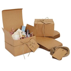 stockroom plus brown gift boxes with lids, bulk for wedding favors, birthday party (6×6 in, 25 pack)
