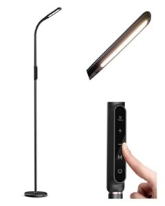 kozis led floor lamp fl01b | 1800 lux dimmable | 44″ – 76″ height range customizable | 60 min timer, black