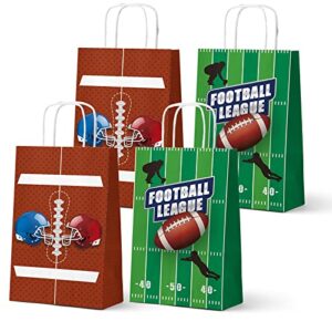 weepa super bowl 16 pack football gift bags football party candy favor bags, with handles sport party gift bags great for kids football themed birthday party, super bowl party supplies (football)