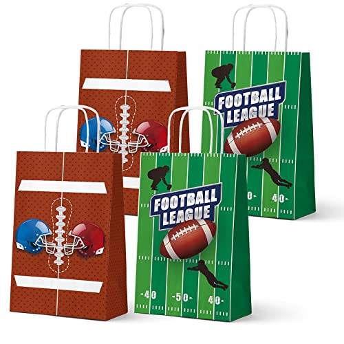 WEEPA Super Bowl 16 Pack Football Gift Bags Football Party Candy Favor Bags, with Handles Sport Party Gift Bags Great for Kids Football Themed Birthday Party, Super Bowl Party Supplies (Football)