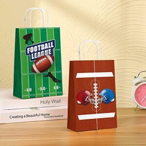 WEEPA Super Bowl 16 Pack Football Gift Bags Football Party Candy Favor Bags, with Handles Sport Party Gift Bags Great for Kids Football Themed Birthday Party, Super Bowl Party Supplies (Football)