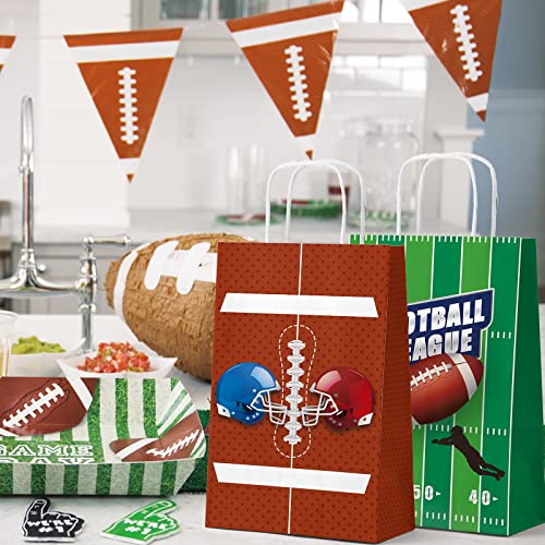 WEEPA Super Bowl 16 Pack Football Gift Bags Football Party Candy Favor Bags, with Handles Sport Party Gift Bags Great for Kids Football Themed Birthday Party, Super Bowl Party Supplies (Football)