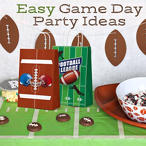 WEEPA Super Bowl 16 Pack Football Gift Bags Football Party Candy Favor Bags, with Handles Sport Party Gift Bags Great for Kids Football Themed Birthday Party, Super Bowl Party Supplies (Football)